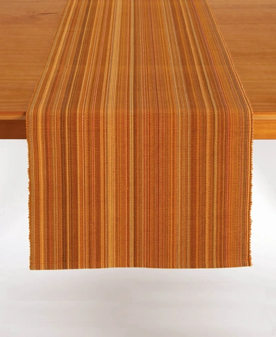 Tableau Hampton Stripe Table Runner, 72" X 14" In Medium Orange