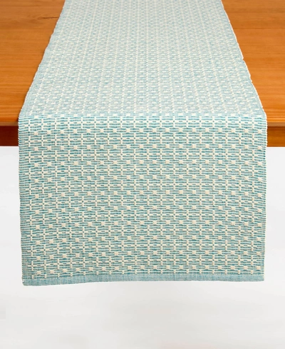 Tableau Cross Weave Standard Table Runner, 72" X 14" In Aqua