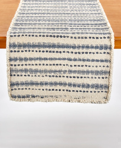 Tableau Water Stripe Printed Table Runner, 72" X 14" In Blue