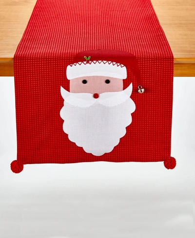 Tableau Appliqued Santa Table Runner, 72" X 14" In Red