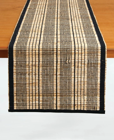 Tableau Banana Leaf Table Runner, 72" X 14" In Black