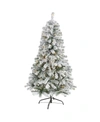 Nearly Natural Flocked Rock Springs Spruce Artificial Christmas Tree With 150 Clear Led Lights In Multi