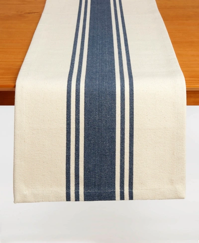 Tableau Railroad Stripe Table Runner, 72" X 14" In Navy