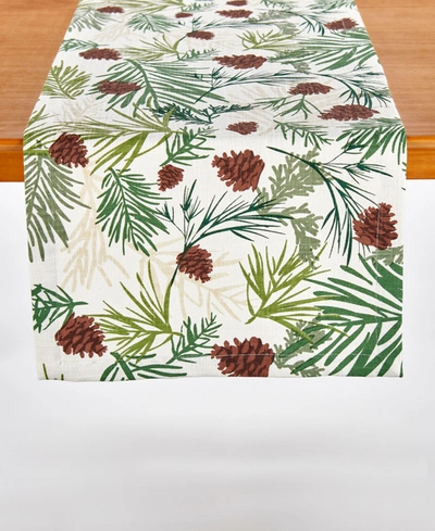 Tableau Pinecone And Sprig Table Runner-printed, 72" X 14" In Green