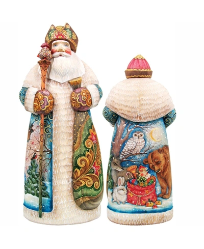 G.debrekht Woodcarved Hand Painted Peaceful Kingdom Christmas Santa Figurine In Multi