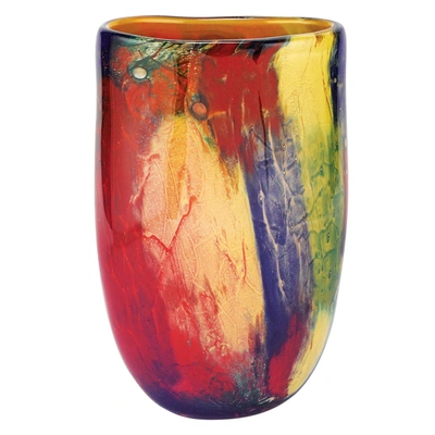 Badash Crystal Firestorm Oval Vase In Multi