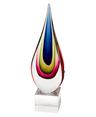 Badash Crystal Essence Teardrop Art Glass Sculpture In Multi