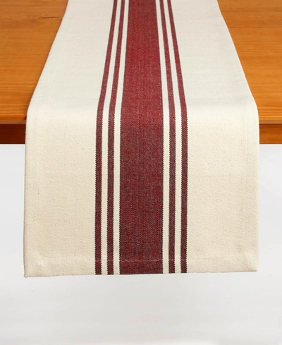 Tableau Railroad Stripe-table Runner, 72" X 14" In Red