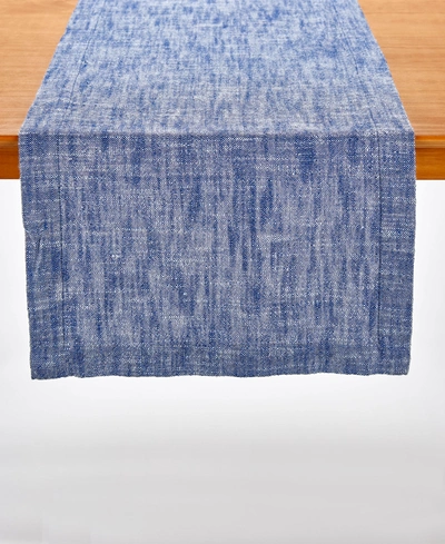 Tableau Chambray Woven Table Runner, 72" X 14" In Blue