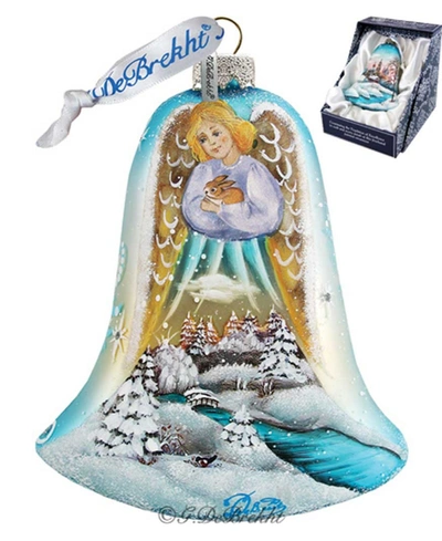 G.debrekht Angel Bell With Bunny Glass Ornament In Multi