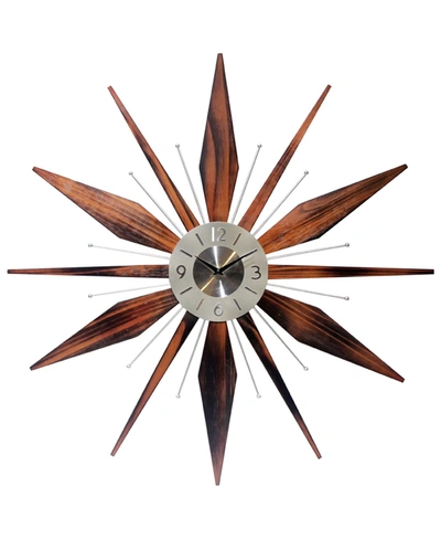Infinity Instruments Starburst Wall Clock In Brown