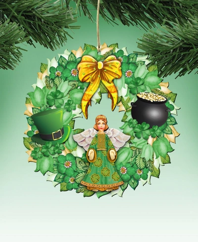 Designocracy 2 Piece Irish Wreath Wood Ornament Set In Multi Color