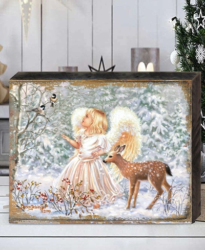Designocracy Sweet Christmas Blessings Wood Handcrafted Wall Home Decor, 12" X 9" In Multi Color
