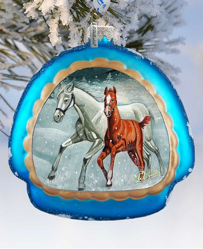 G.debrekht Winter Horses Glass Ornament Holiday Splendor In Multi Color