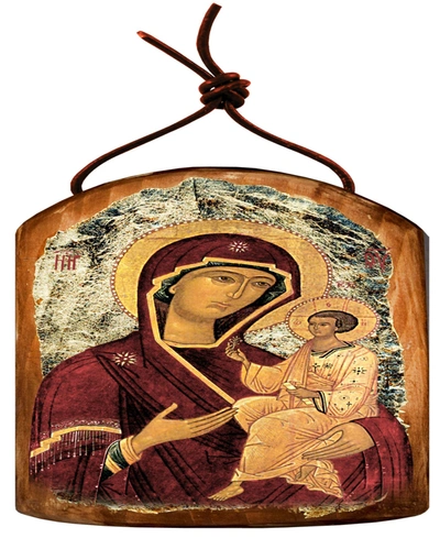 Designocracy Virgin Mary Wooden Icon Ornament In Multi Color