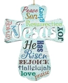 Designocracy 2 Piece Jesus Cross Easter Wood Ornament Set In Multi Color