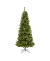 Nearly Natural Mountain Pine Artificial Christmas Tree With 400 Clear Led Lights And Pine Cones In Green
