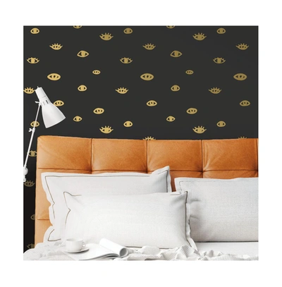 Tempaper Eye See You Peel And Stick Wallpaper In Black And Gold