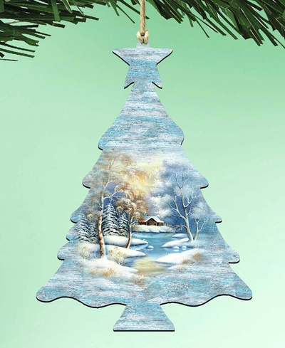 Designocracy 2 Piece Merry Christmas Tree Wood Ornament Set In Multi Color