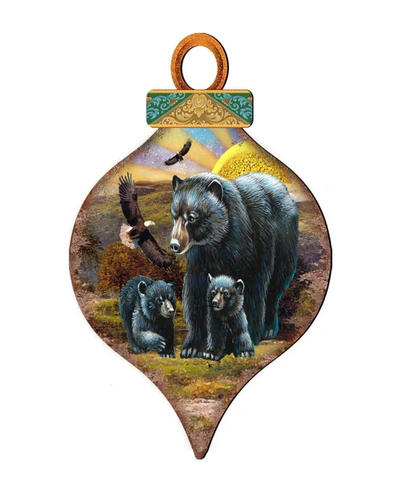 Designocracy 2 Piece Raising Sun Bears Wood Ornament Set In Multi Color