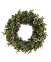 Nearly Natural Snowed Pinecone Artificial Christmas Wreath With 35 Clear Led Lights In Green