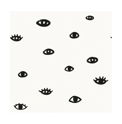 Tempaper Eye See You Peel And Stick Wallpaper In White And Gloss Black