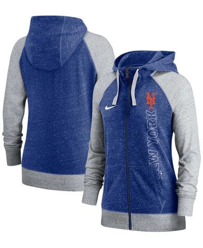 Nike Women's Royal New York Mets In Pocket Gym Vintage-like Full-zip Hoodie