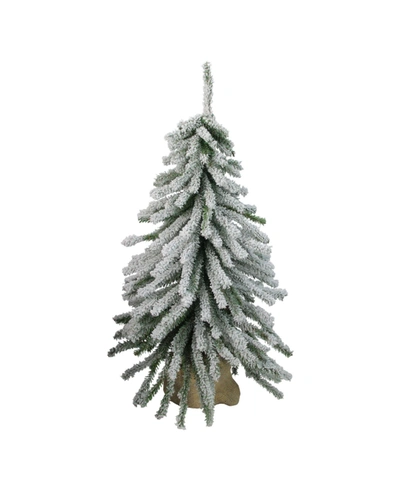 Northlight 2' Flocked Downswept Mini Village Pine Artificial Christmas Tree In Burlap Base In White