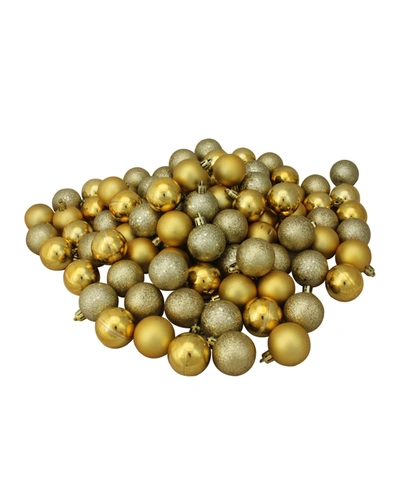 Northlight 96 Count Vegas Shatterproof 4-finish Christmas Ball Ornaments In Gold