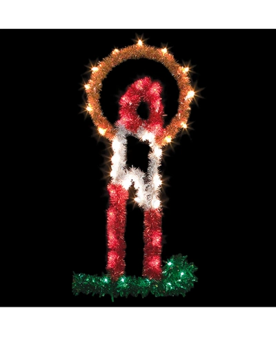 Vickerman 4' Metallic Candle Halo Commercial Pole Decoration With 40 Led Lights. In Red