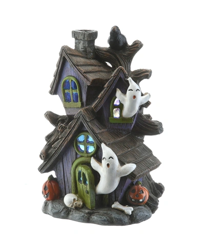 National Tree Company 6" Haunted House With Led Light In Purple
