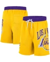 NIKE MEN'S LOS ANGELES LAKERS 75TH ANNIVERSARY COURTSIDE FLEECE SHORTS