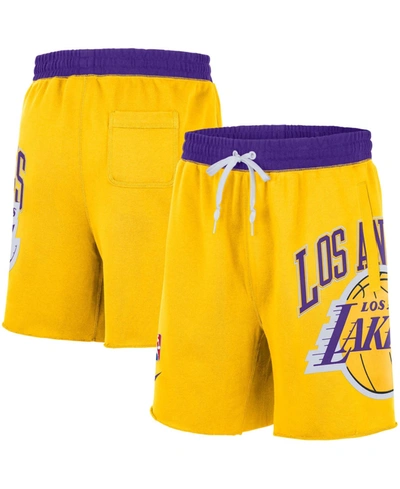 Nike Men's Los Angeles Lakers 75th Anniversary Courtside Fleece Shorts In Gold