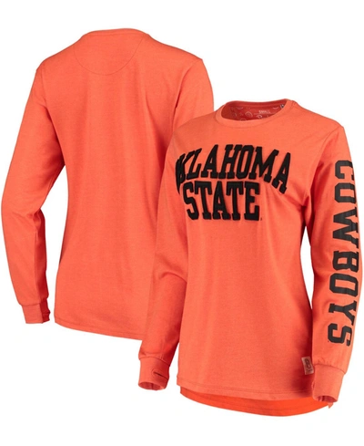 Pressbox Women's Oklahoma State Cowboys Two-hit Canyon Long Sleeve T-shirt In Orange