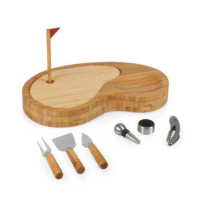Picnic Time Toscana By  Sand Trap Golf Cheese Cutting Board & Tools Set In Brown