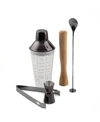 CAMBRIDGE THIRSTYSTONE BY CAMBRIDGE RECIPE SHAKER AND TOOLS MIXOLOGY SET, 5 PIECES