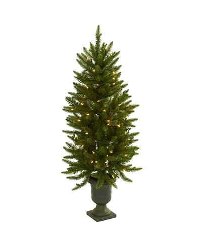 Nearly Natural 4' Christmas Tree With Urn And Clear Lights In Green