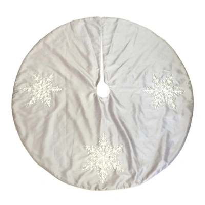 National Tree Company 42" Tree Skirt With Snowflakes Design In Silver