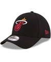 New Era Men's Black Miami Heat Official Team Color 9twenty Adjustable Hat In Black