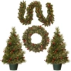 National Tree Company National Tree Promotional Assortment With Battery Operated Led Lights In Green