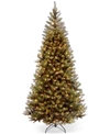 NATIONAL TREE COMPANY 7.5' SPRUCE HINGED CHRISTMAS TREE WITH 450 CLEAR LIGHTS
