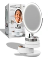 SHARPER IMAGE SPASTUDIO VANITY PLUS 10-INCH LED MIRROR WITH STORAGE TRAYS AND LIGHT RING