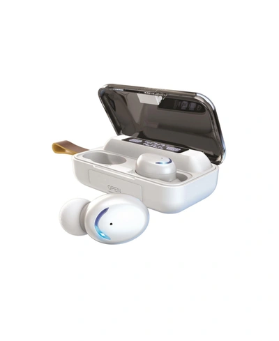 Brookstone Touch Power True Wireless Earbuds & Smart Power Bank Case In White