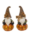 Gerson International 8.8" Harvest Gnomes Sitting On Pumpkins Set, 2 Pieces In Multicolor