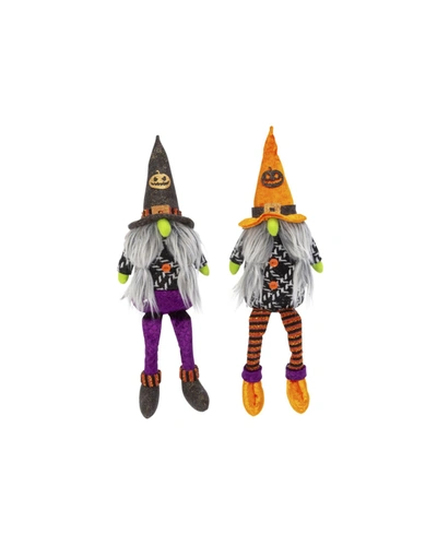 Gerson International 16" Plush Halloween Gnome Shelf Sitter Set, 2 Pieces In Multicolor