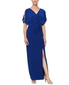 ALEX EVENINGS PETITE EMBELLISHED-SLEEVE JERSEY GOWN