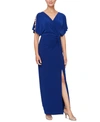 Alex Evenings Petite Embellished-sleeve Jersey Gown In Dark Royal