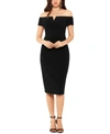 Xscape Juniors Womens V Neck Of-the-shoulders Cocktail And Party Dress In Black