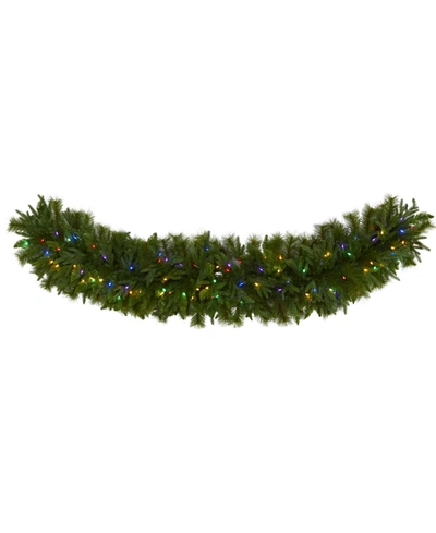 Nearly Natural Christmas Pine Extra Wide Artificial Garland With 100 Led Lights In Green