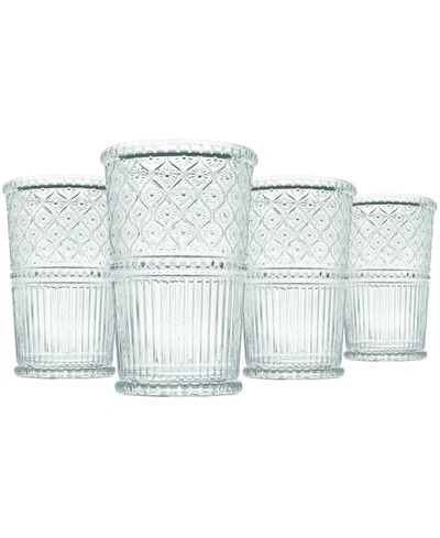 Godinger Claro Modern Vintage Tumbler Glasses, Set Of Four, 12 oz In Clear